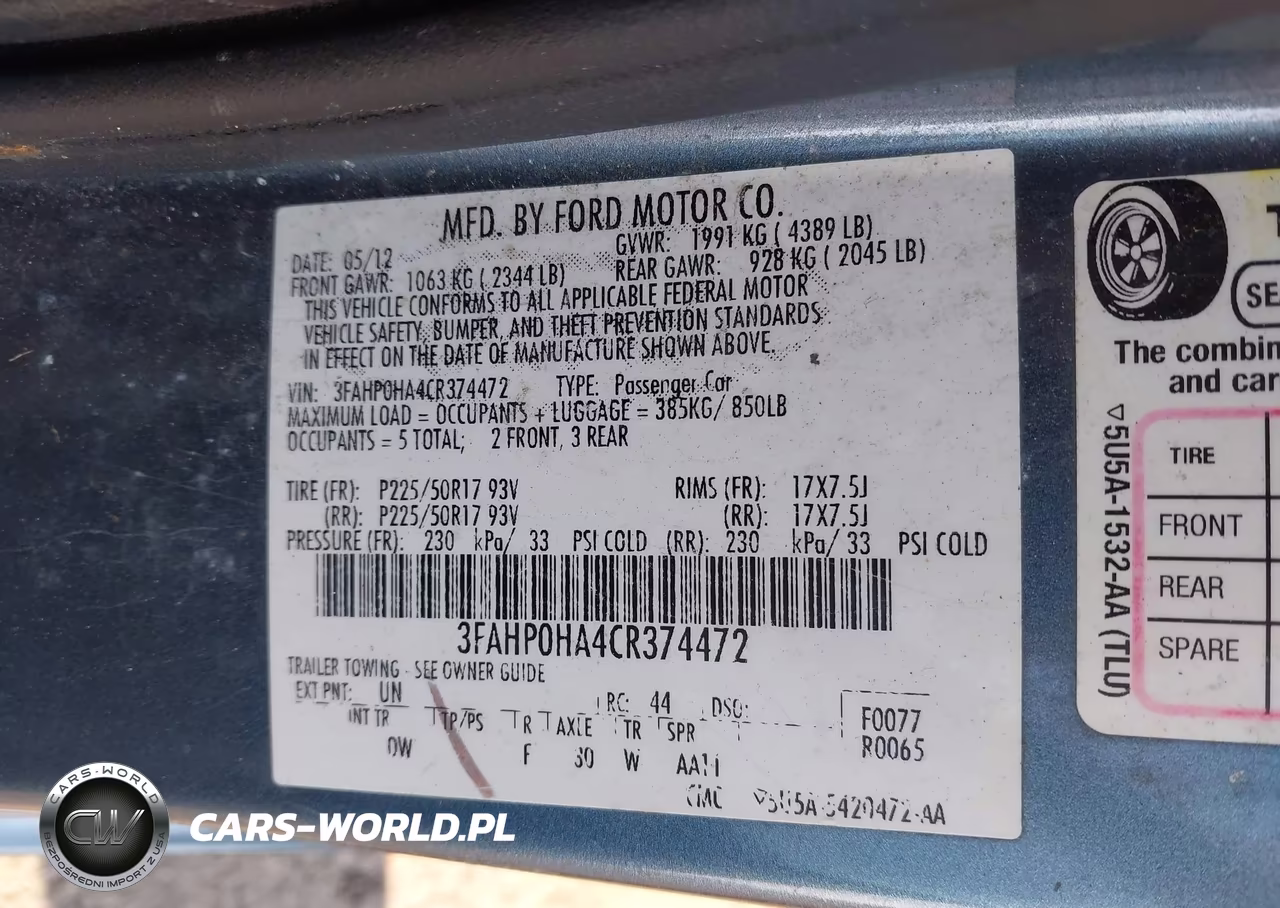 2012 Ford Fusion Se VIN:3FAHP0HA4CR374472 - 9