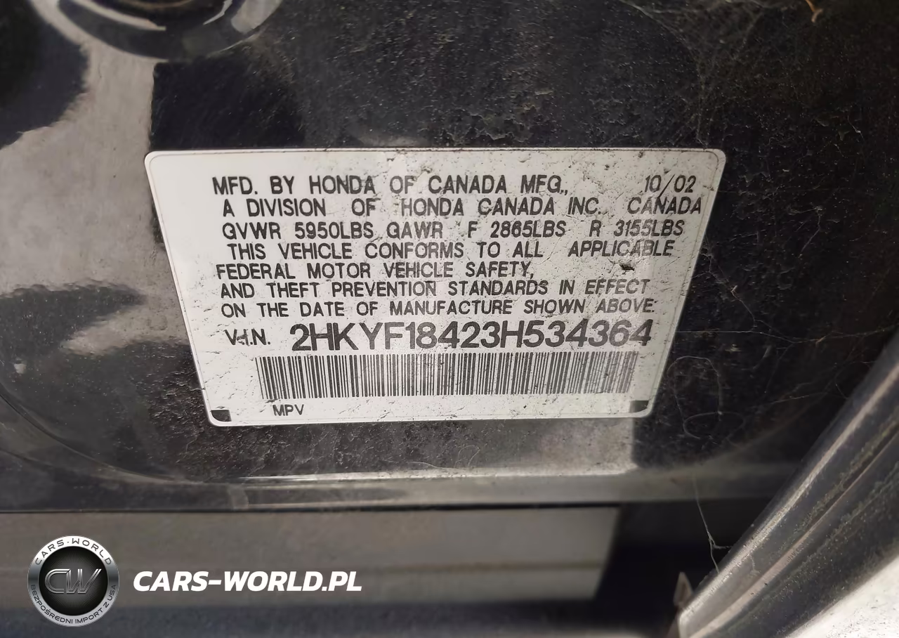 2003 Honda Pilot Ex VIN:2HKYF18423H534364 - 9
