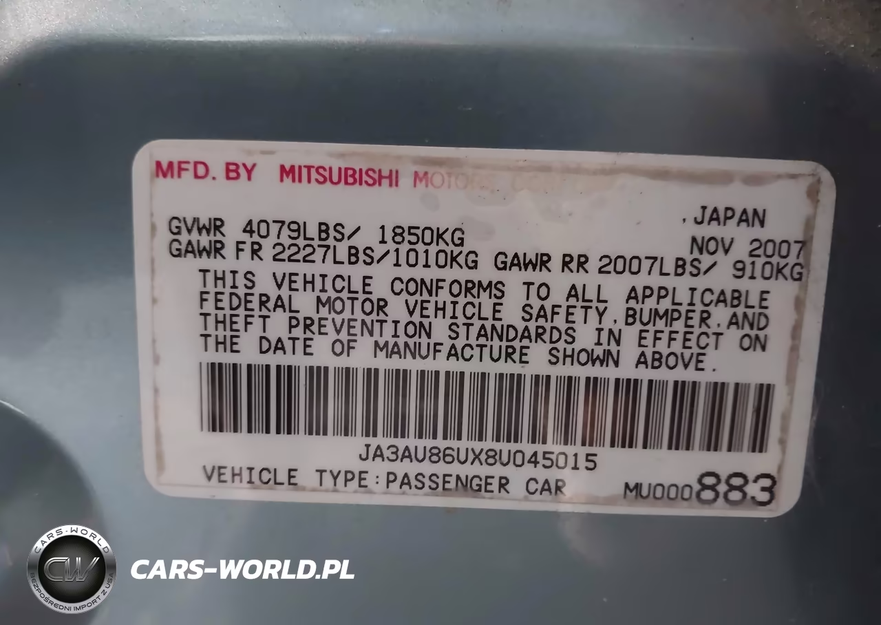 2008 Mitsubishi Lancer Gts VIN:JA3AU86UX8U045015 - 9