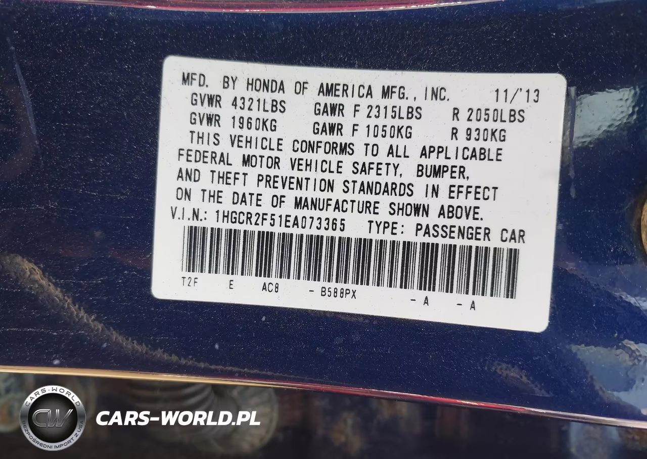 2014 Honda Accord Sport VIN:1HGCR2F51EA073365 - 9