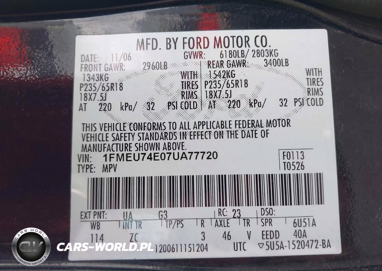 2007 Ford Explorer Eddie Bauer VIN:1FMEU74E07UA77720 - 9