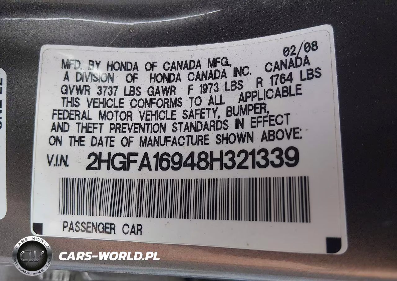 2008 Honda Civic Ex-L VIN:2HGFA16948H321339 - 9