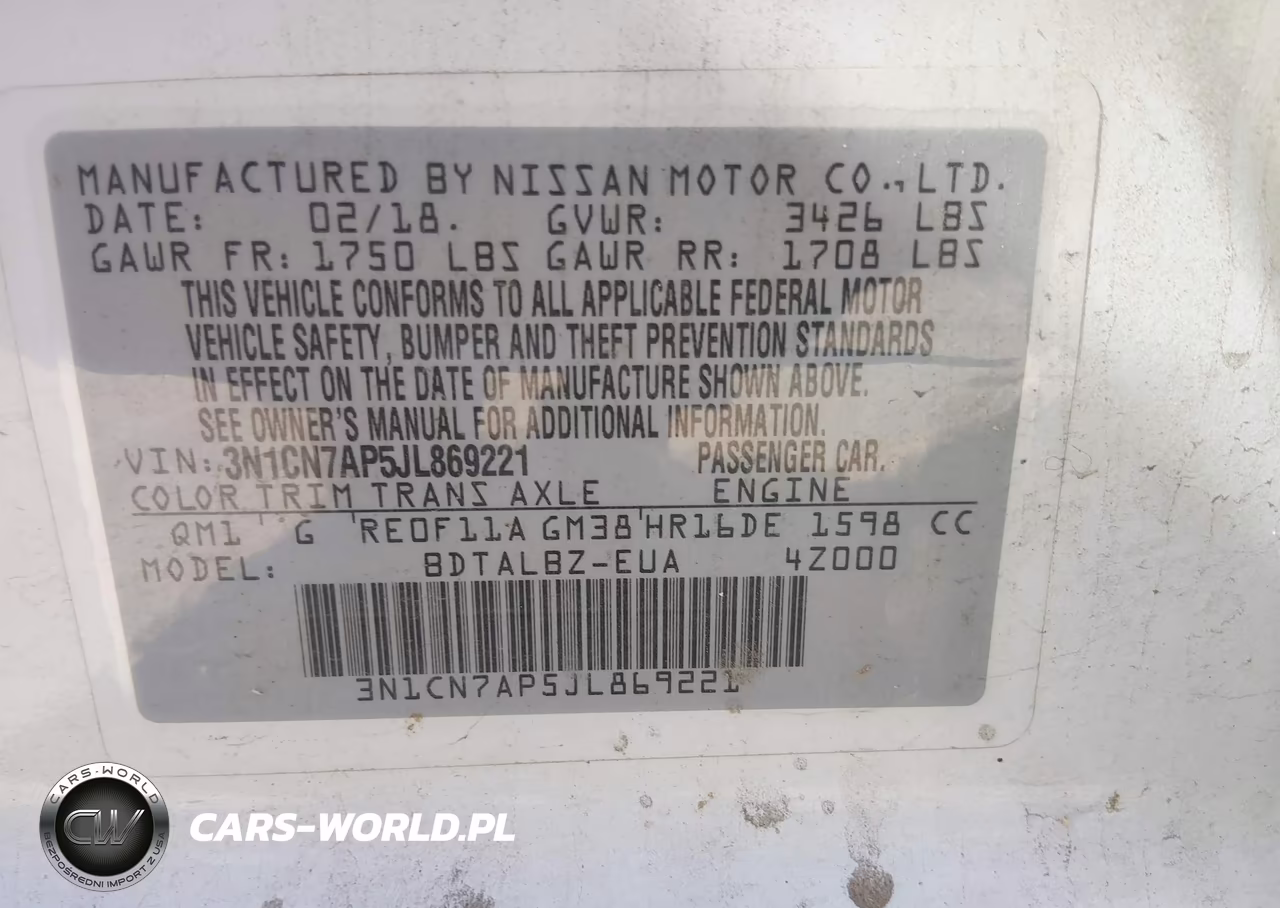 2018 Nissan Versa 1.6 Sv VIN:3N1CN7AP5JL869221 - 9