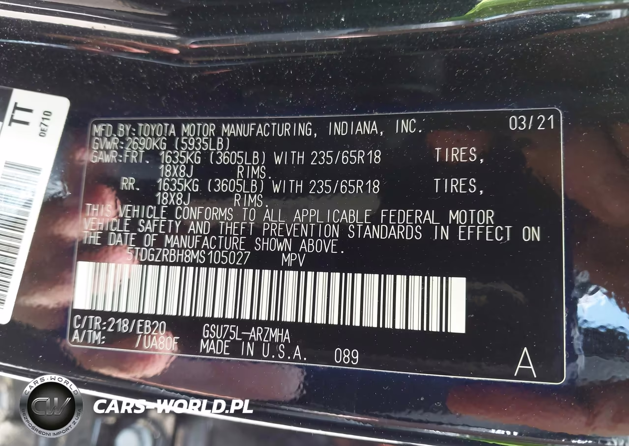 2021 Toyota Highlander Xle VIN:5TDGZRBH8MS105027 - 9