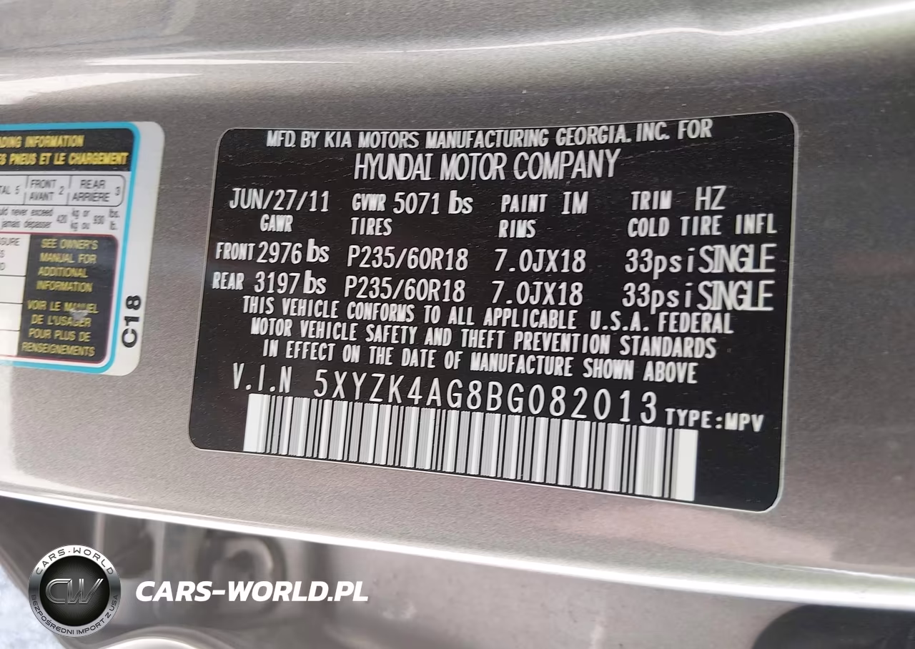 2011 Hyundai Santa Fe Limited V6 VIN:5XYZK4AG8BG082013 - 9