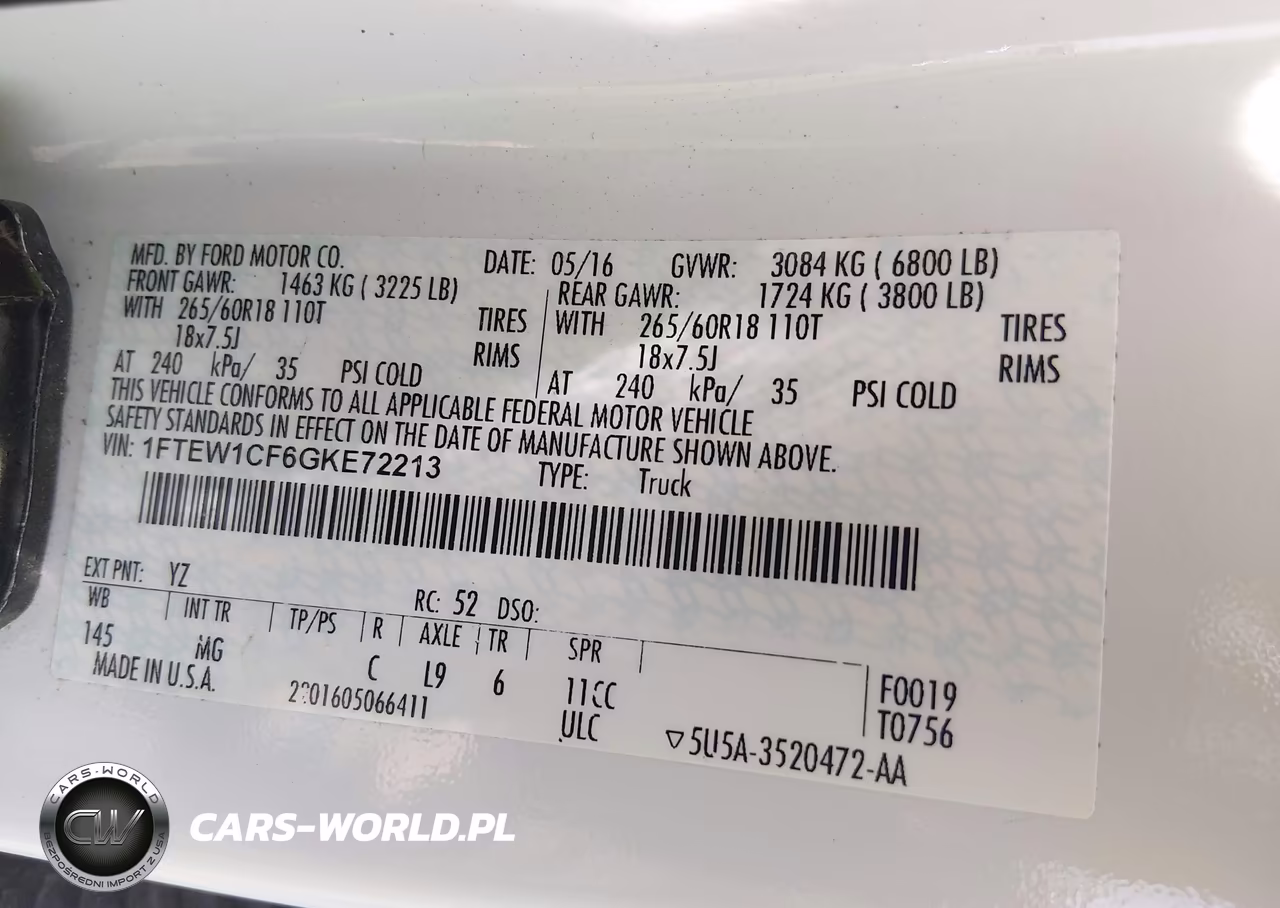 2016 Ford F-150 Xlt VIN:1FTEW1CF6GKE72213 - 9