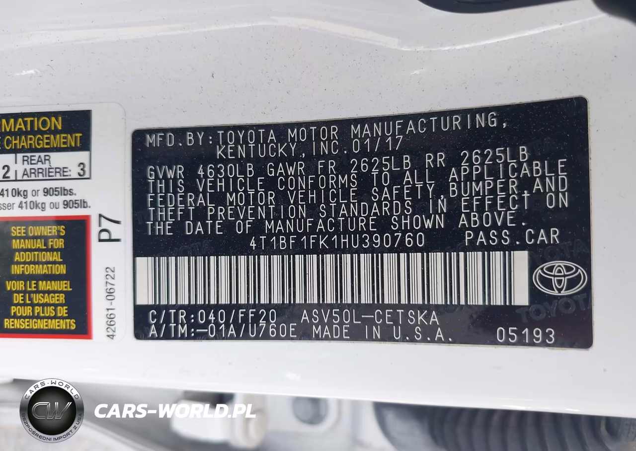 2017 Toyota Camry Se VIN:4T1BF1FK1HU390760 - 9
