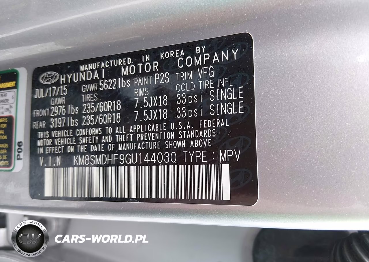 2016 Hyundai Santa Fe Se VIN:KM8SMDHF9GU144030 - 9