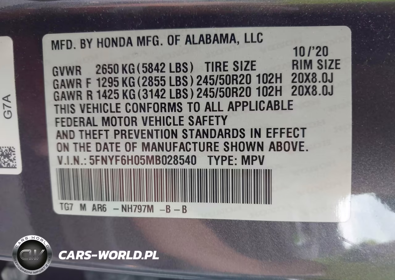 2021 Honda Pilot Awd Elite VIN:5FNYF6H05MB028540 - 9