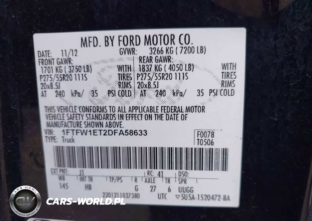 2013 Ford F-150 Lariat VIN:1FTFW1ET2DFA58633 - 9