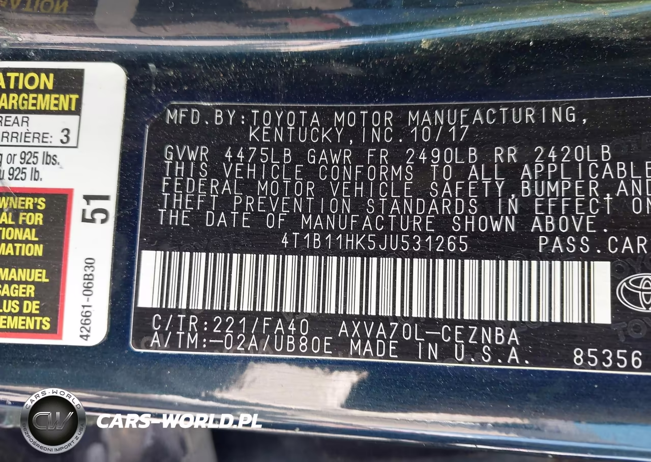 2018 Toyota Camry Le VIN:4T1B11HK5JU531265 - 9