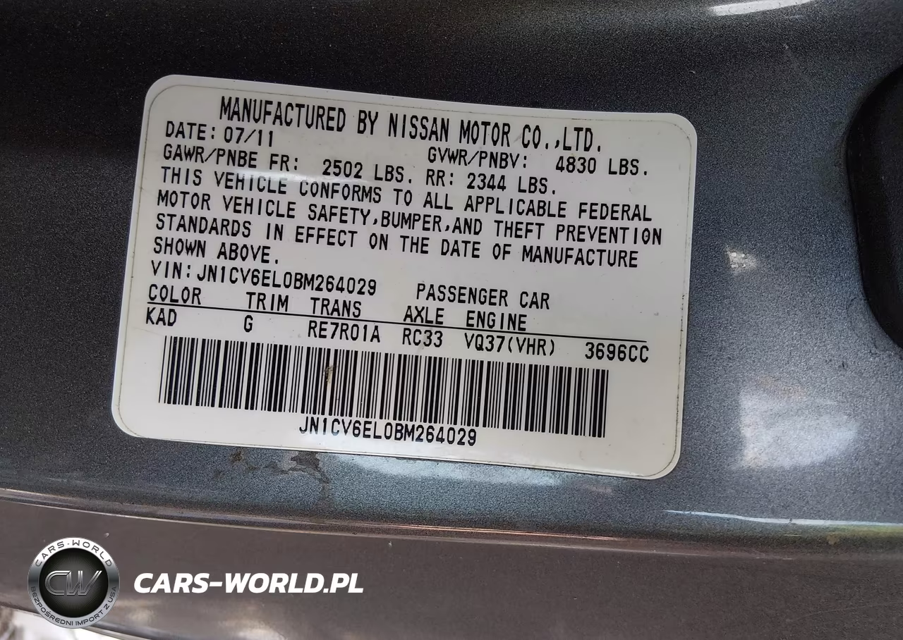 2011 Infiniti G37X VIN:JN1CV6EL0BM264029 - 9