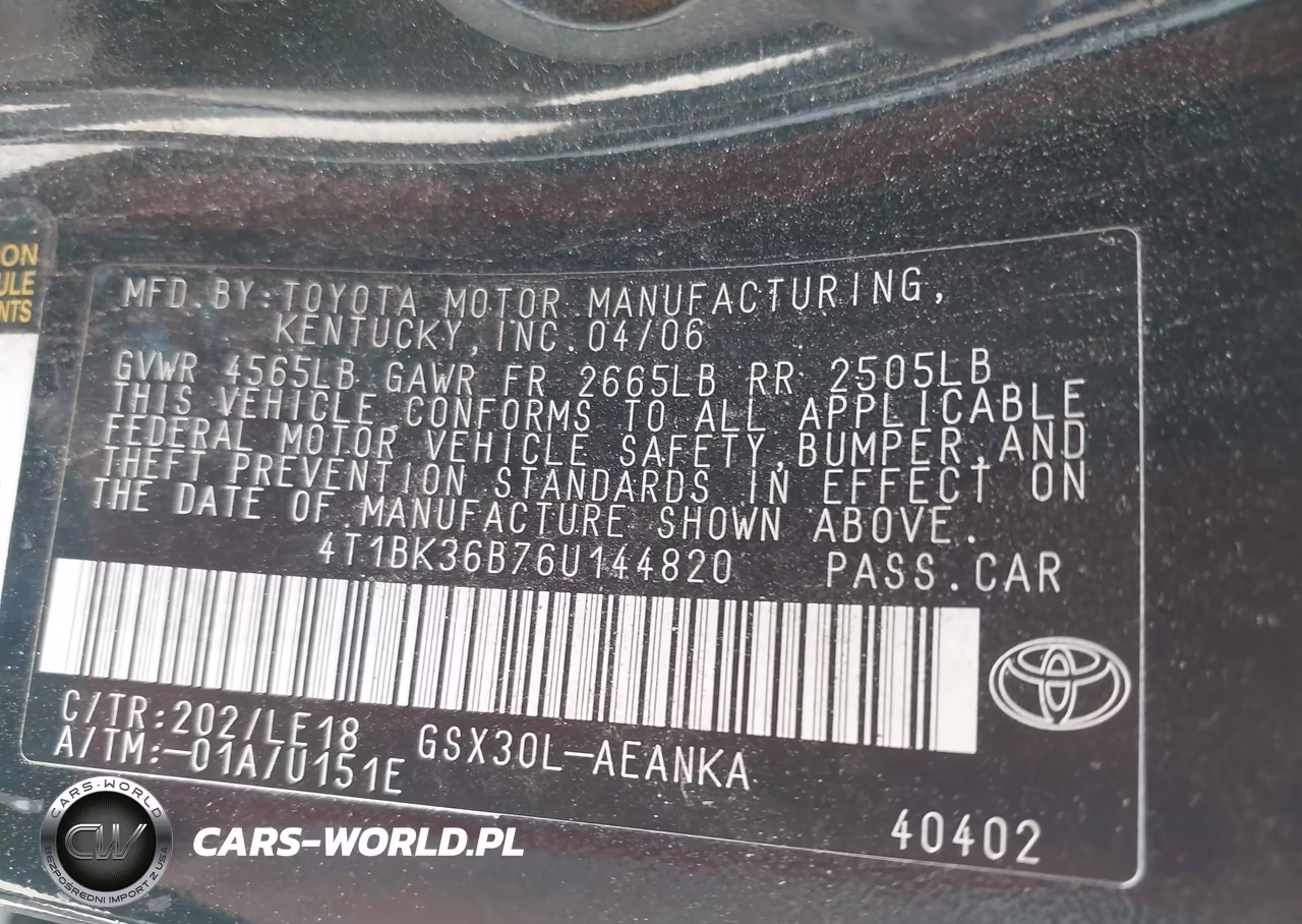2006 Toyota Avalon Touring VIN:4T1BK36B76U144820 - 9