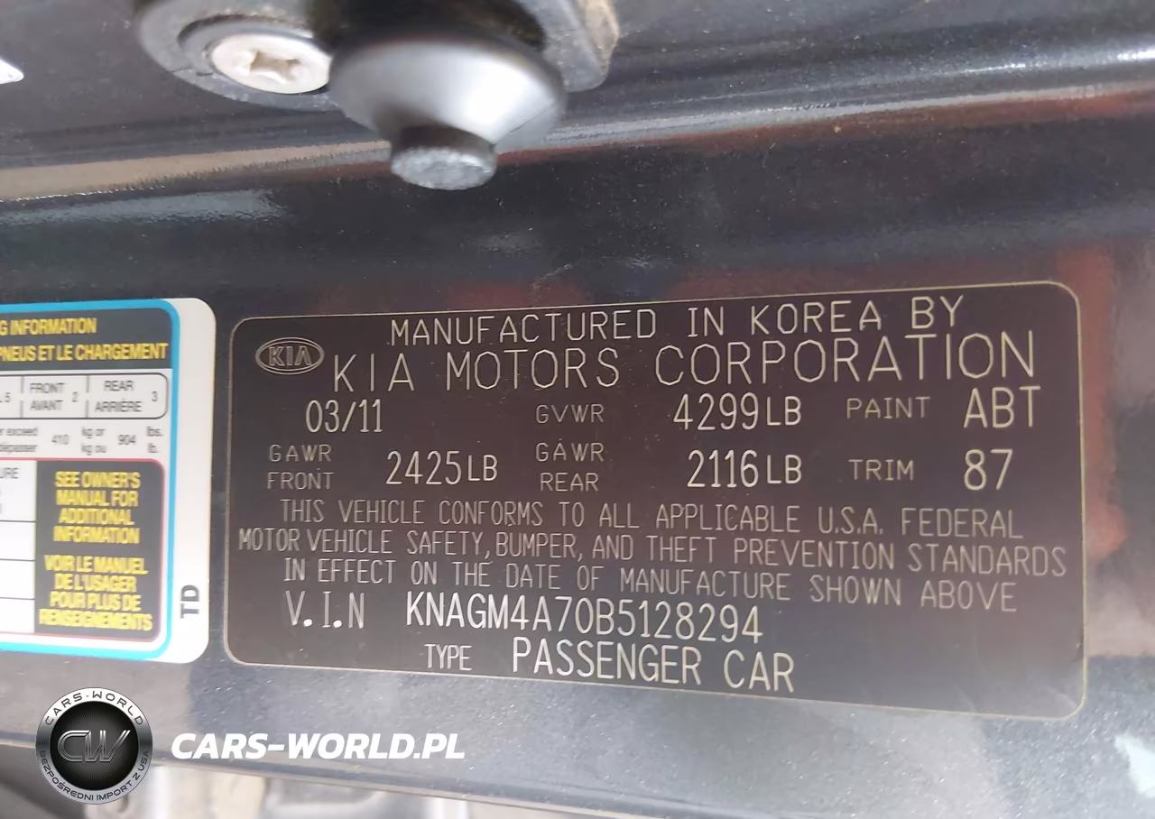 2011 Kia Optima Lx VIN:KNAGM4A70B5128294 - 9