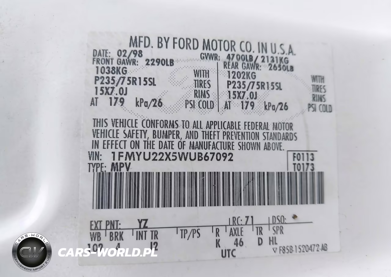 1998 Ford Explorer Sport VIN:1FMYU22X5WUB67092 - 9