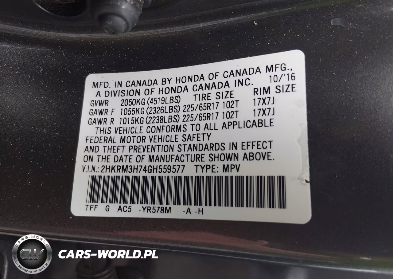 2016 Honda Cr-V Ex-L VIN:2HKRM3H74GH559577 - 9