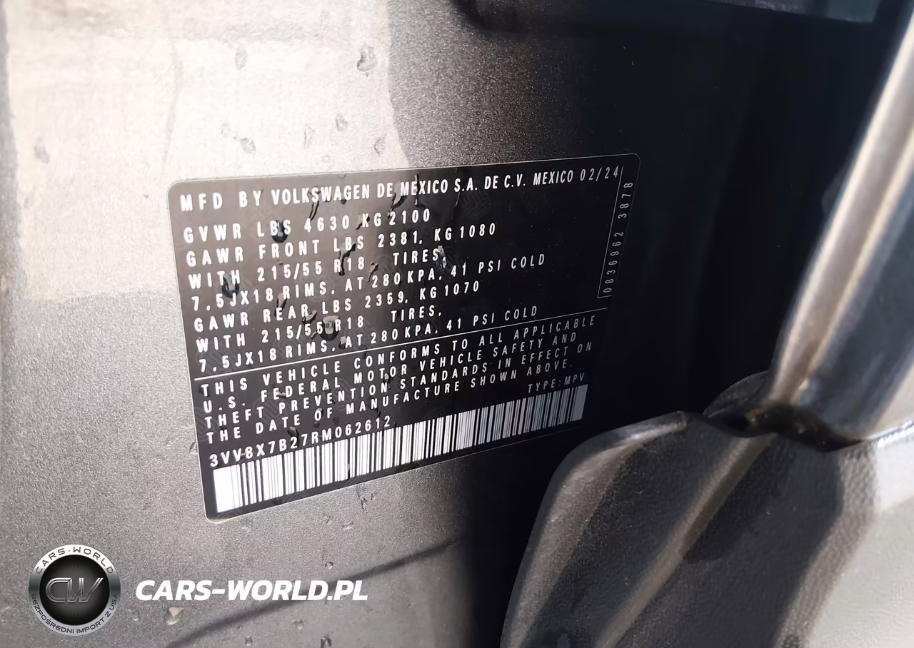2024 Volkswagen Taos 1.5T S VIN:3VV8X7B27RM062612 - 9