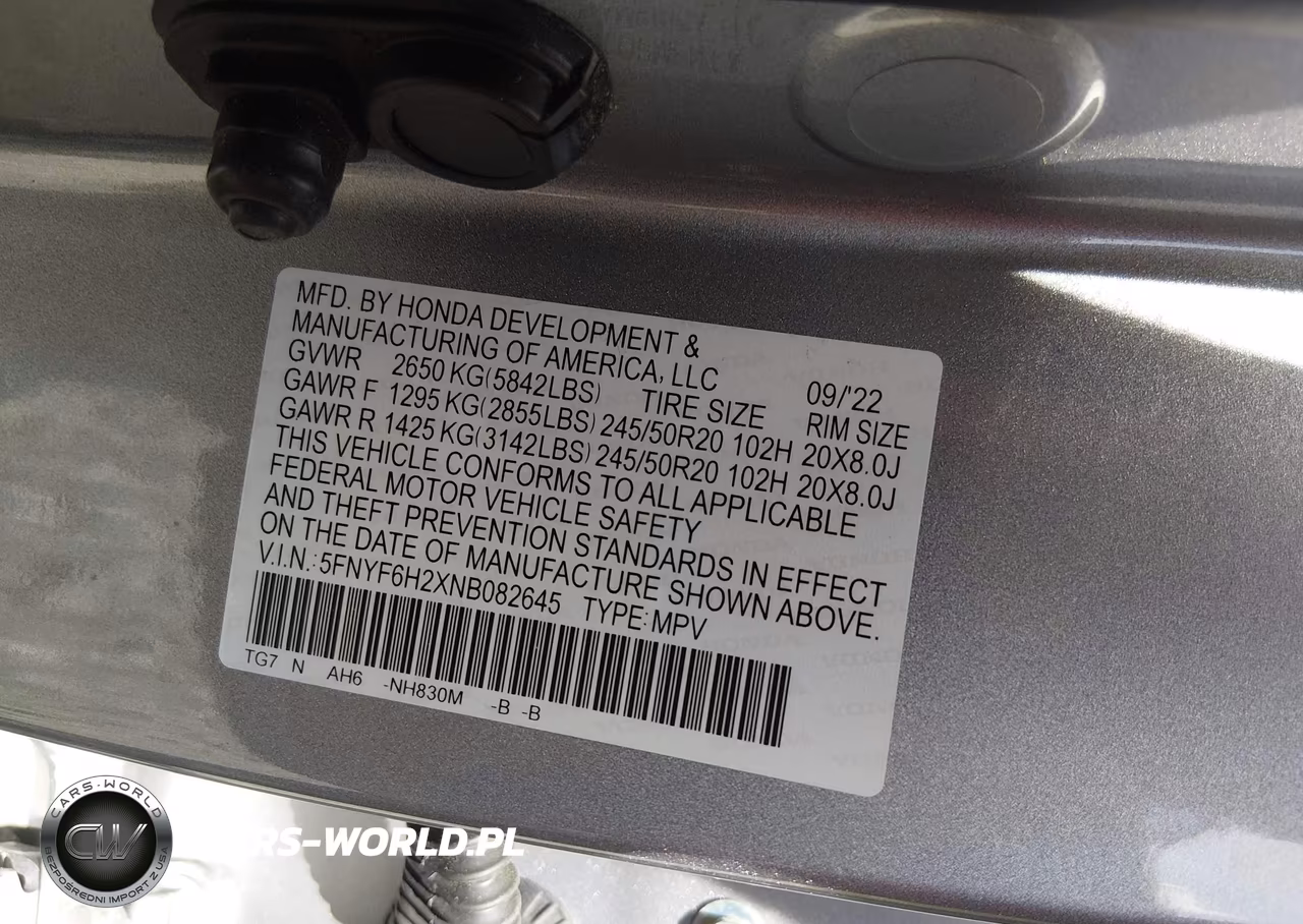 2022 Honda Pilot Awd Special Edition VIN:5FNYF6H2XNB082645 - 9