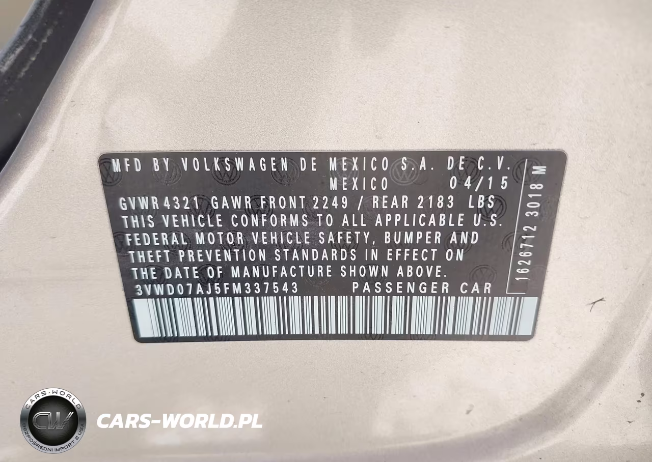 2015 Volkswagen Jetta 1.8T Se VIN:3VWD07AJ5FM337543 - 9