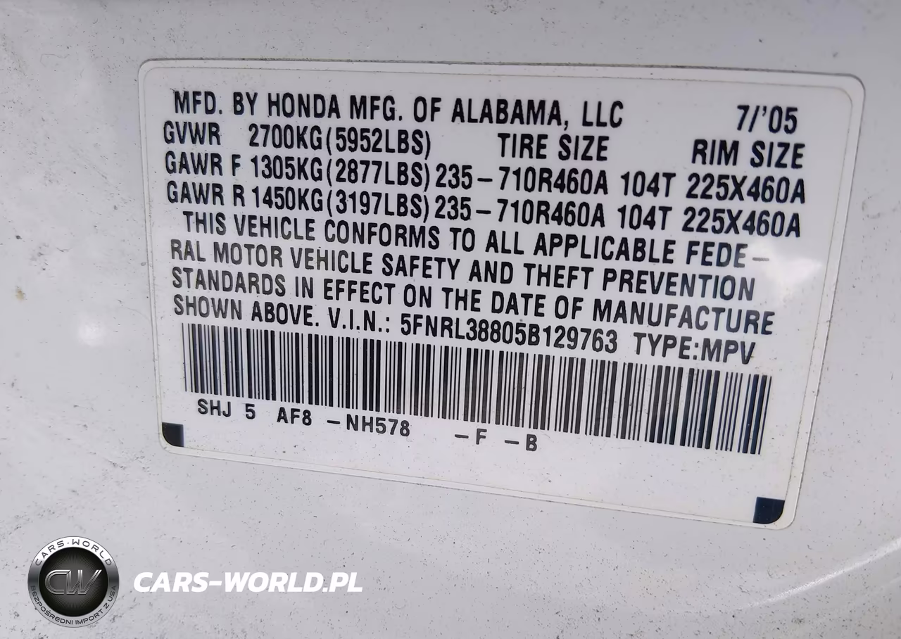2005 Honda Odyssey Touring VIN:5FNRL38805B129763 - 9