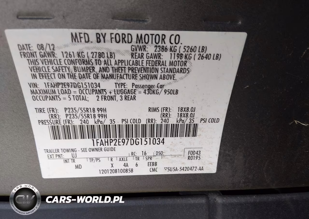 2013 Ford Taurus Sel VIN:1FAHP2E97DG151034 - 9