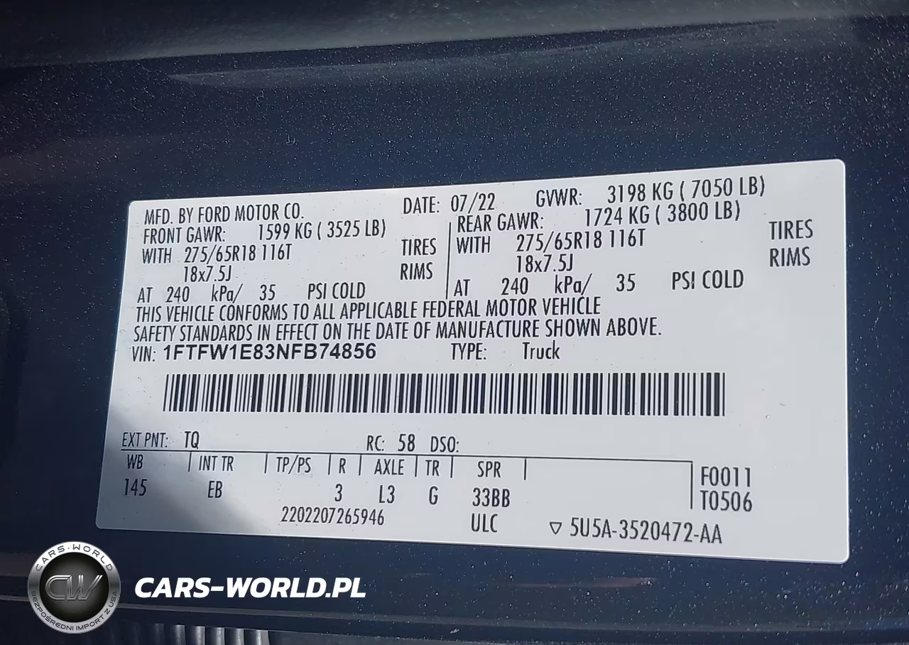 2022 Ford F-150 Lariat VIN:1FTFW1E83NFB74856 - 9