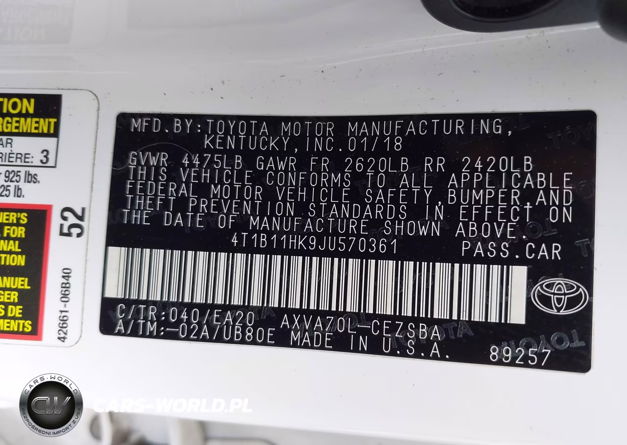 2018 Toyota Camry Se VIN:4T1B11HK9JU570361 - 9