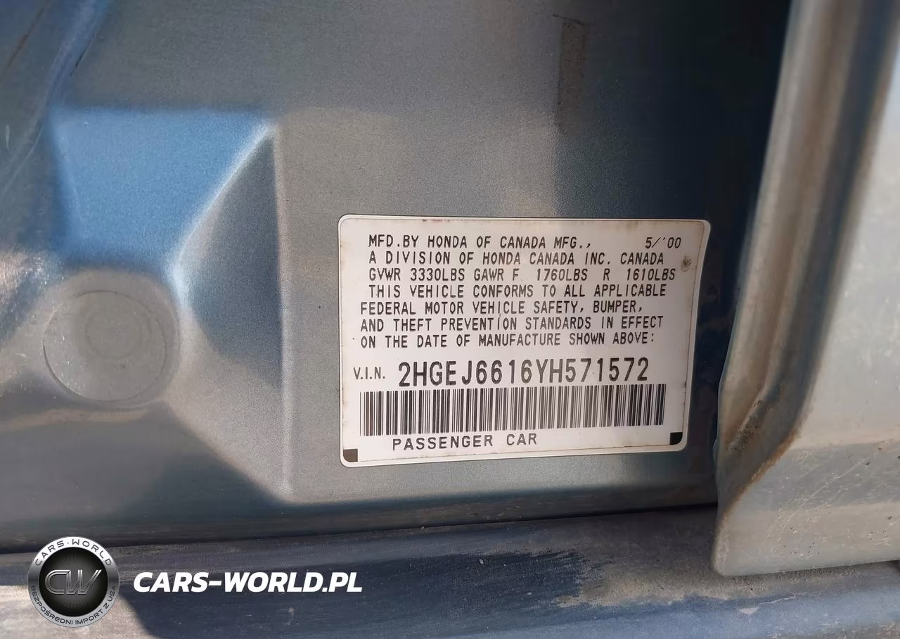 2000 Honda Civic Value Package VIN:2HGEJ6616YH571572 - 9