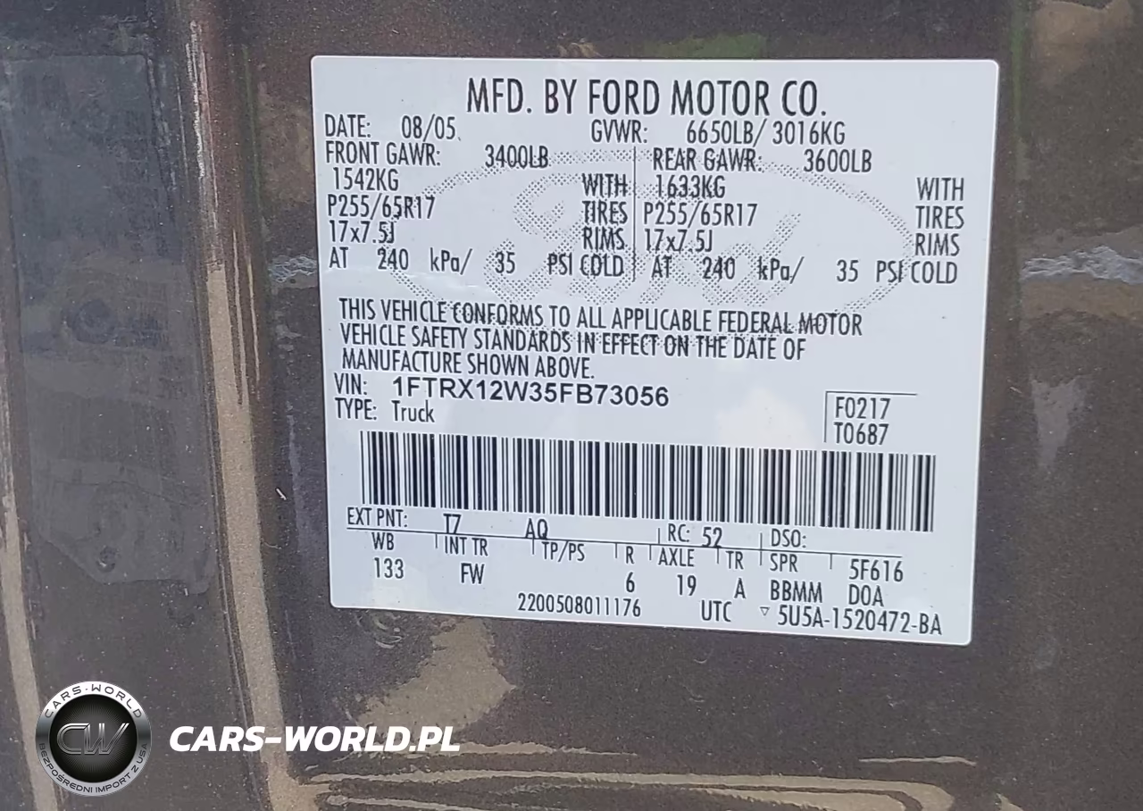2005 Ford F-150 Stx-Xl-Xlt VIN:1FTRX12W35FB73056 - 9