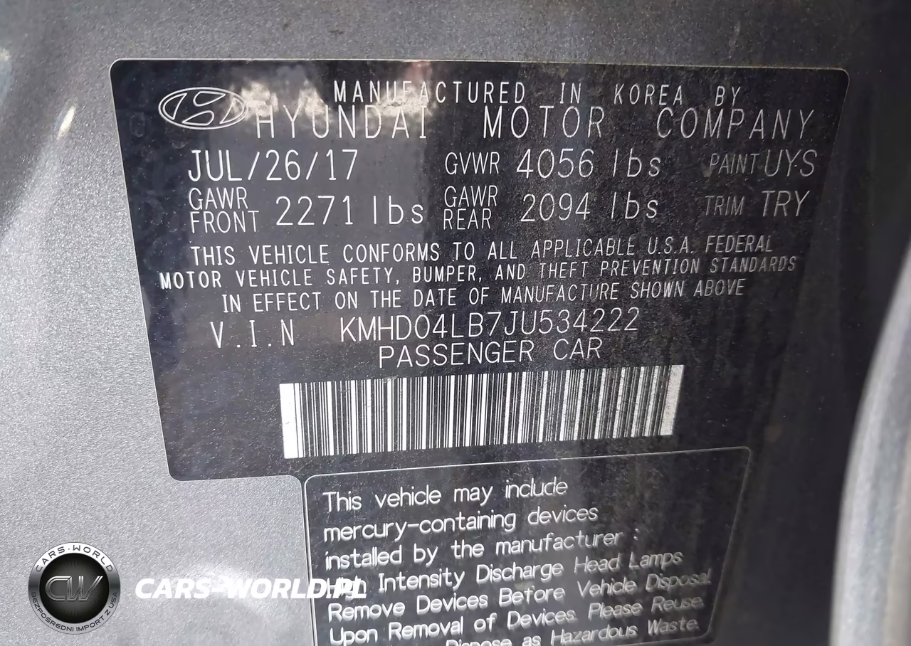 2018 Hyundai Elantra Sport VIN:KMHD04LB7JU534222 - 9