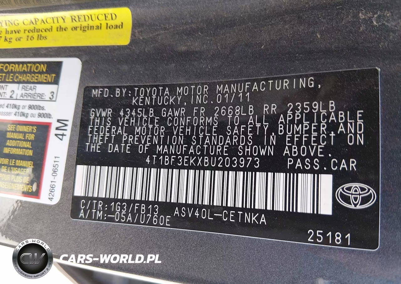 2011 Toyota Camry Le VIN:4T1BF3EKXBU203973 - 9