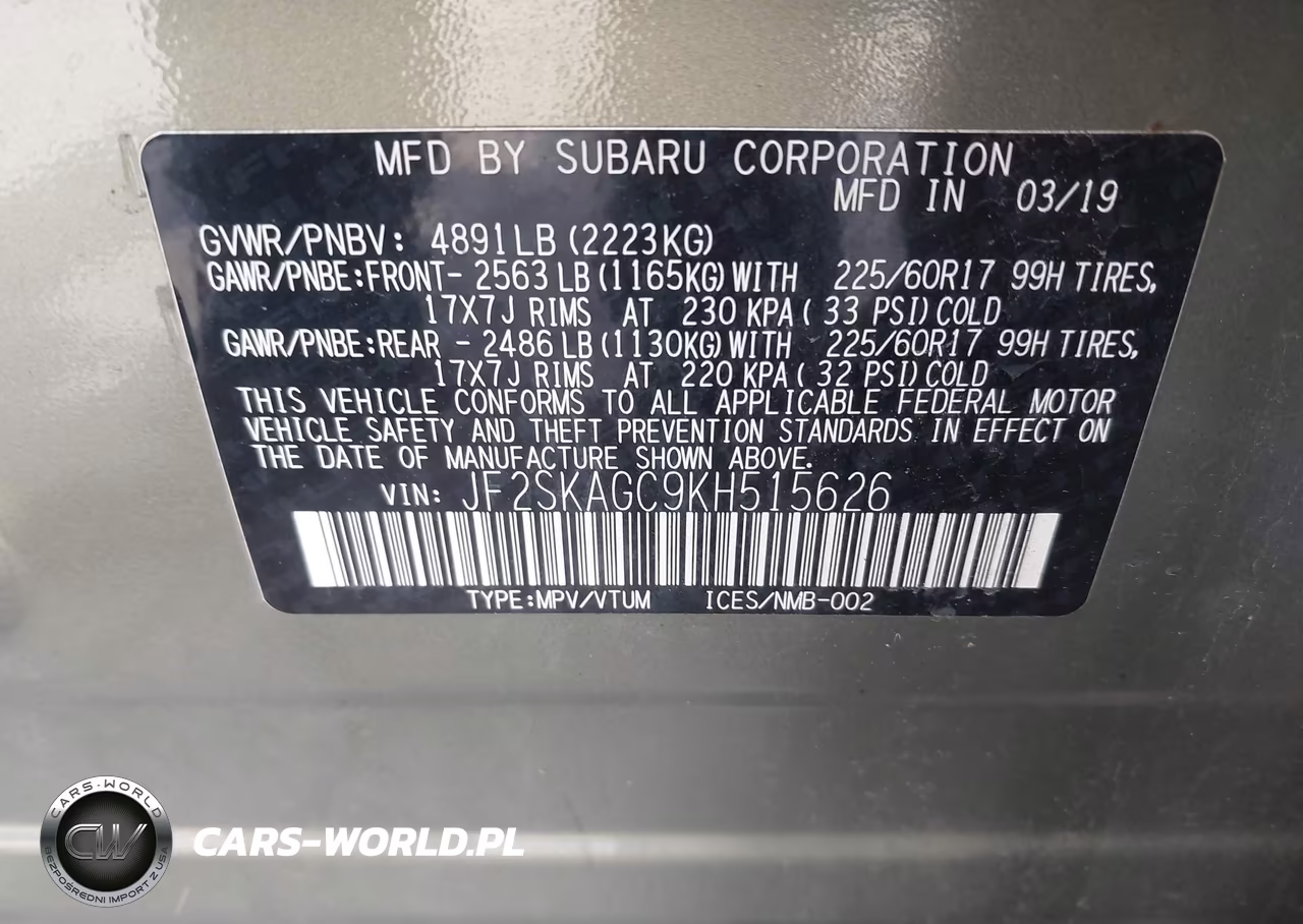 2019 Subaru Forester Premium VIN:JF2SKAGC9KH515626 - 9