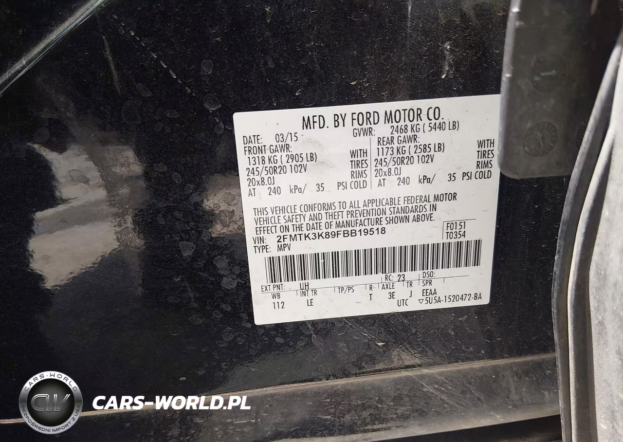 2015 Ford Edge Titanium VIN:2FMTK3K89FBB19518 - 9