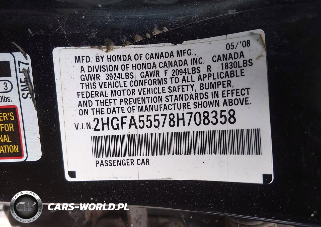2008 Honda Civic Si-Si Mugen VIN:2HGFA55578H708358 - 9