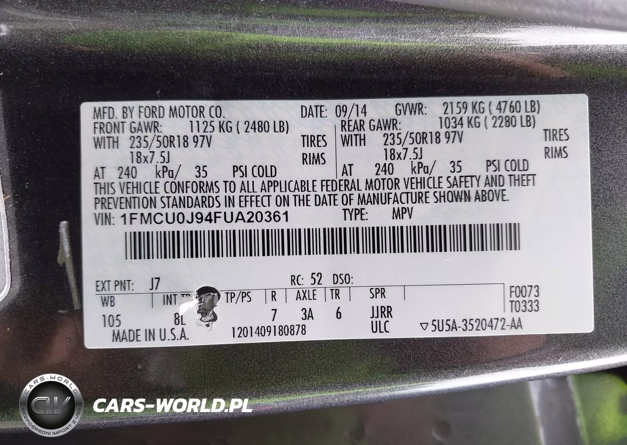 2015 Ford Escape Titanium VIN:1FMCU0J94FUA20361 - 9