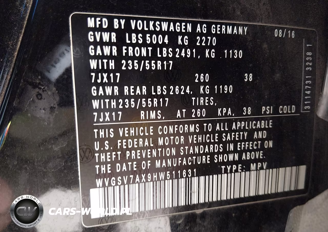 2017 Volkswagen Tiguan 2.0T Wolfsburg Edition VIN:WVGSV7AX9HW511631 - 9