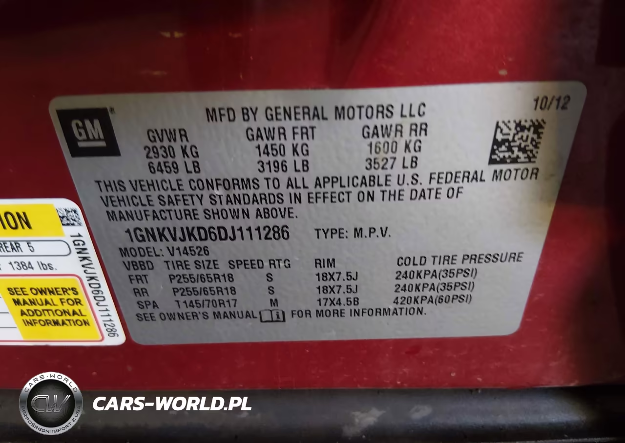 2013 Chevrolet Traverse Lt VIN:1GNKVJKD6DJ111286 - 9