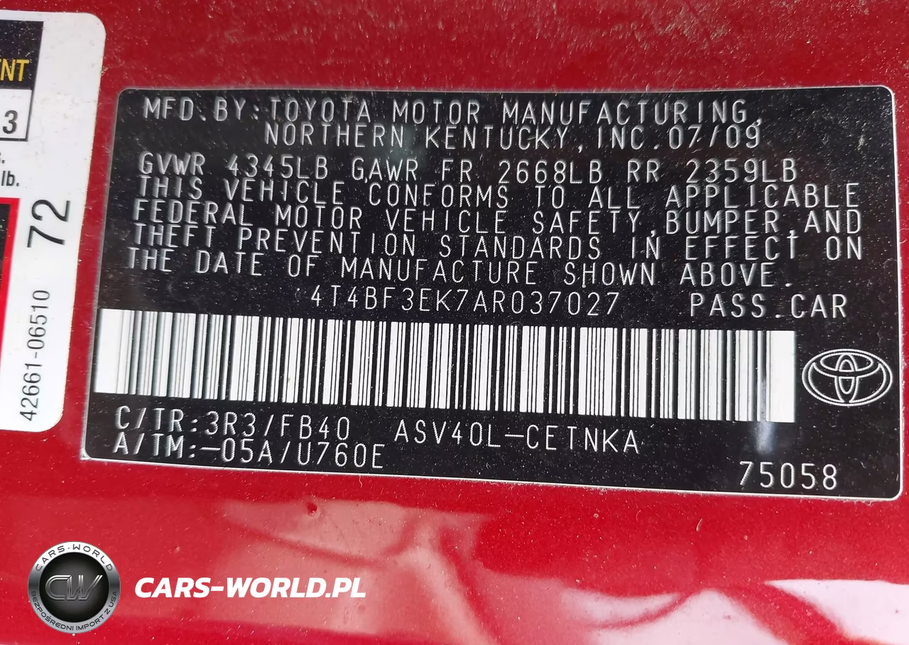 2010 Toyota Camry Le VIN:4T4BF3EK7AR037027 - 9