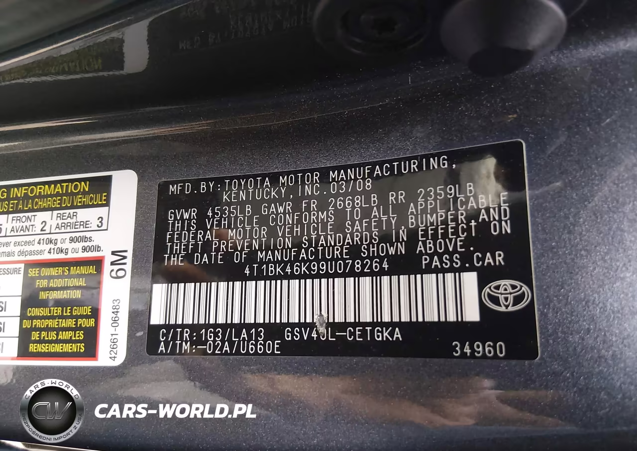 2009 Toyota Camry Xle V6 VIN:4T1BK46K99U078264 - 9