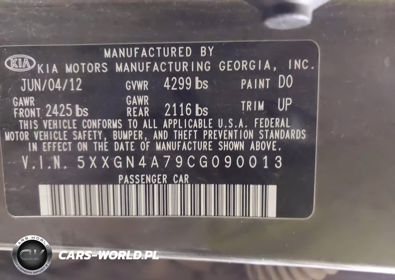 2012 Kia Optima Ex VIN:5XXGN4A79CG090013 - 9
