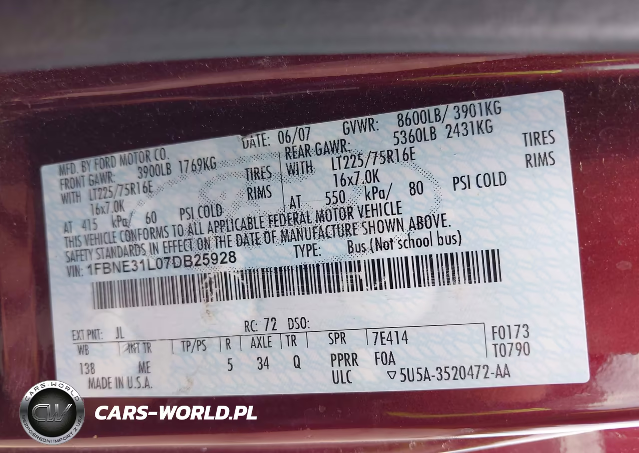 2007 Ford E-350 Super Duty Xl-Xlt VIN:1FBNE31L07DB25928 - 9