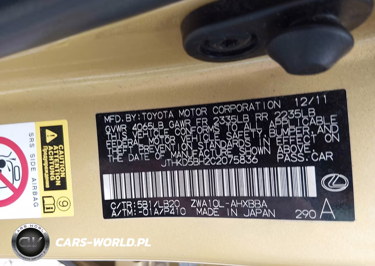 2012 Lexus Ct 200H Premium VIN:JTHKD5BH2C2075836 - 9