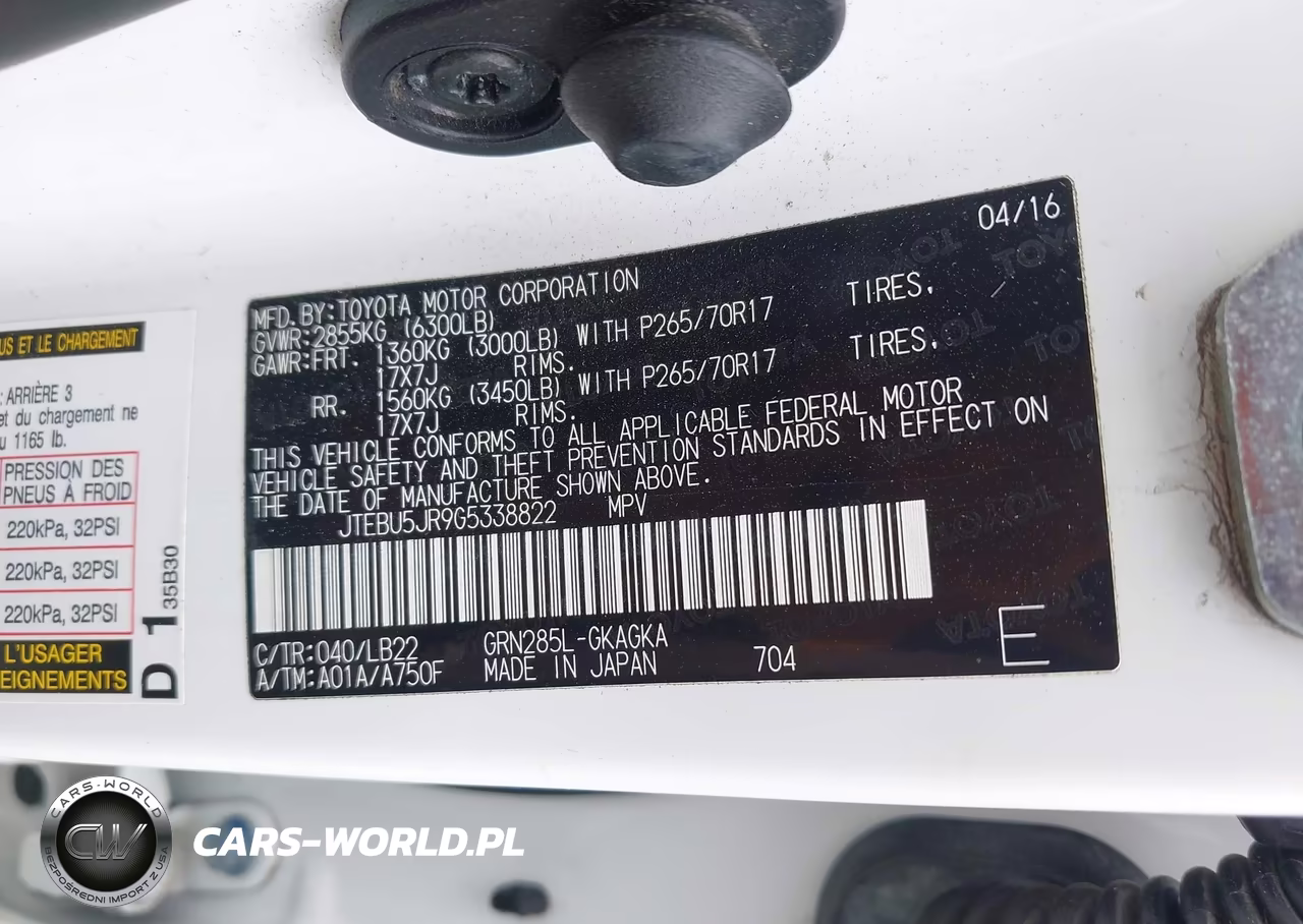 2016 Toyota 4Runner Sr5 Premium VIN:JTEBU5JR9G5338822 - 9