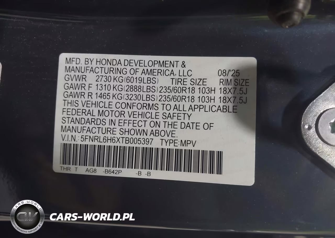 2026 Honda Odyssey Ex-L VIN:5FNRL6H6XTB005397 - 9