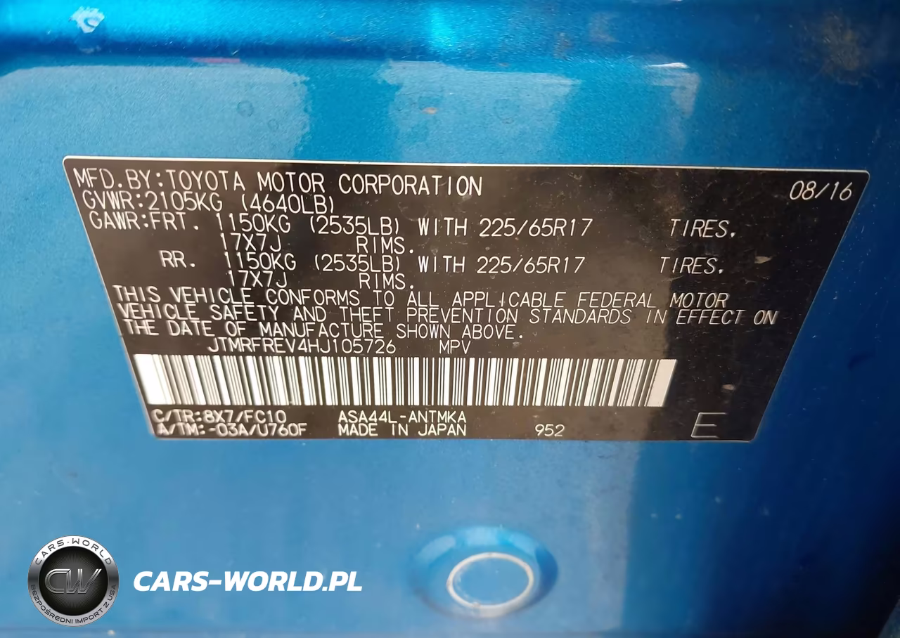 2017 Toyota Rav4 Xle VIN:JTMRFREV4HJ105726 - 9