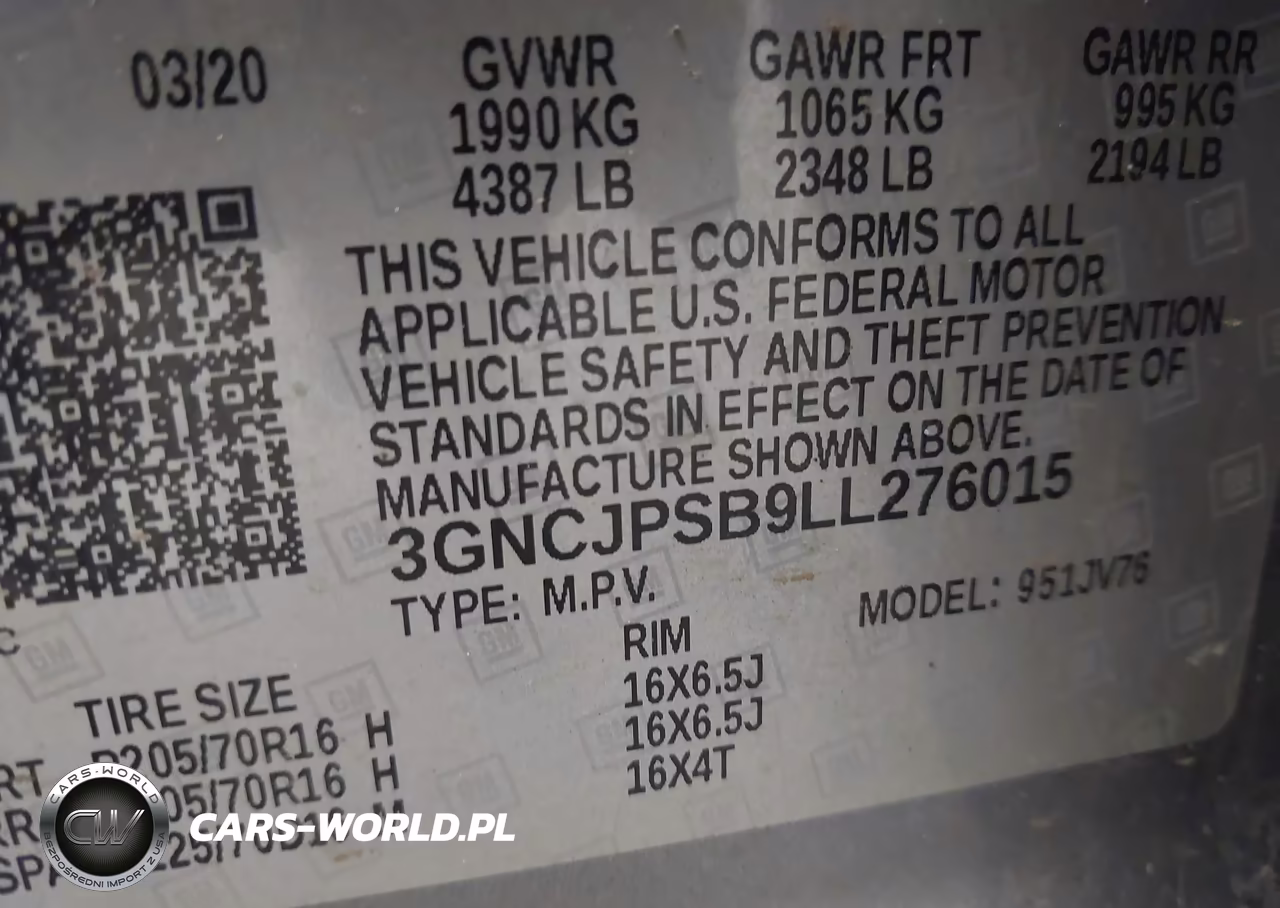 2020 Chevrolet Trax Awd Lt VIN:3GNCJPSB9LL276015 - 9