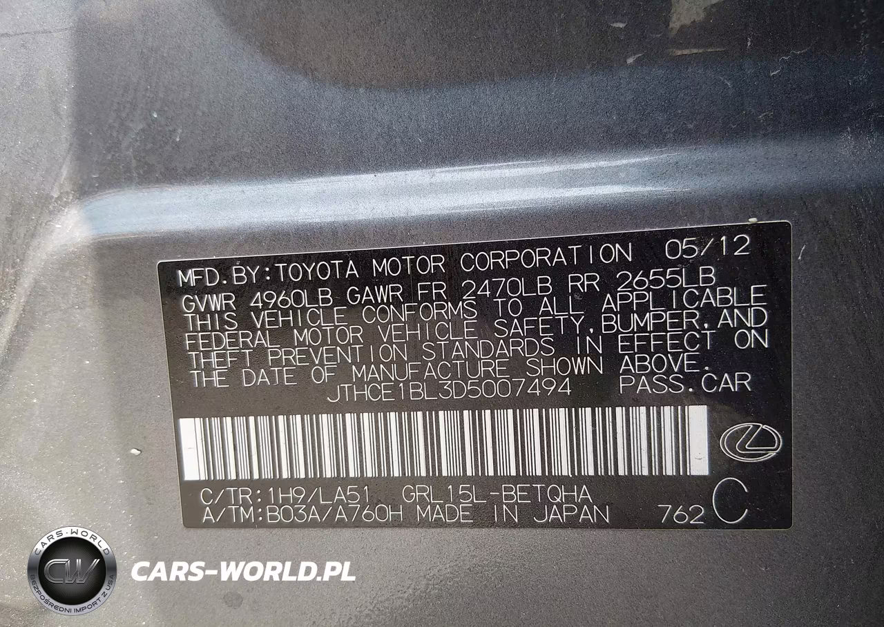 2013 Lexus Gs 350 VIN:JTHCE1BL3D5007494 - 9