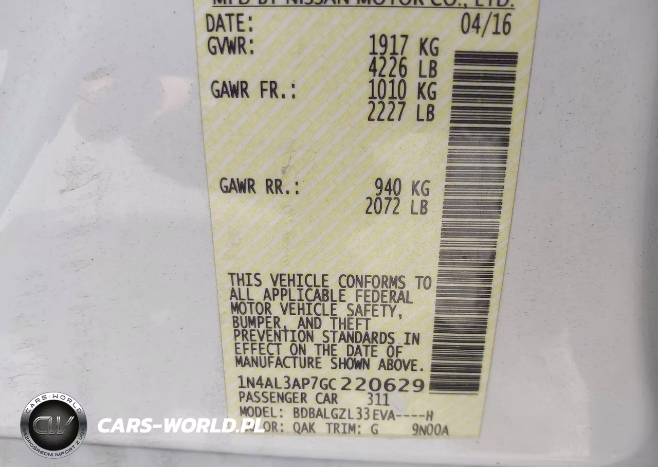 2016 Nissan Altima 2.5 S VIN:1N4AL3AP7GC220629 - 9