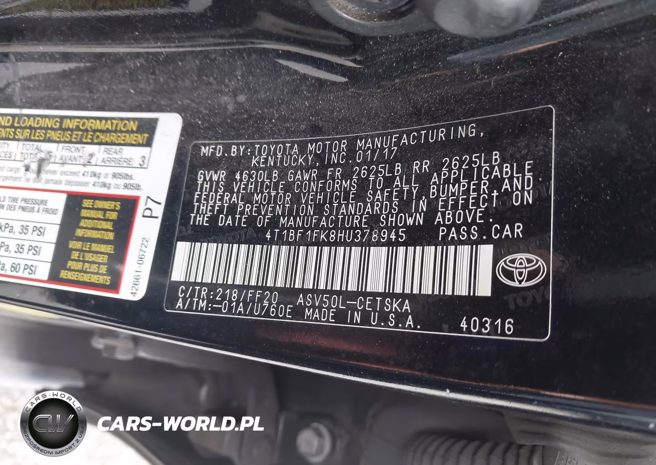 2017 Toyota Camry Se VIN:4T1BF1FK8HU378945 - 9