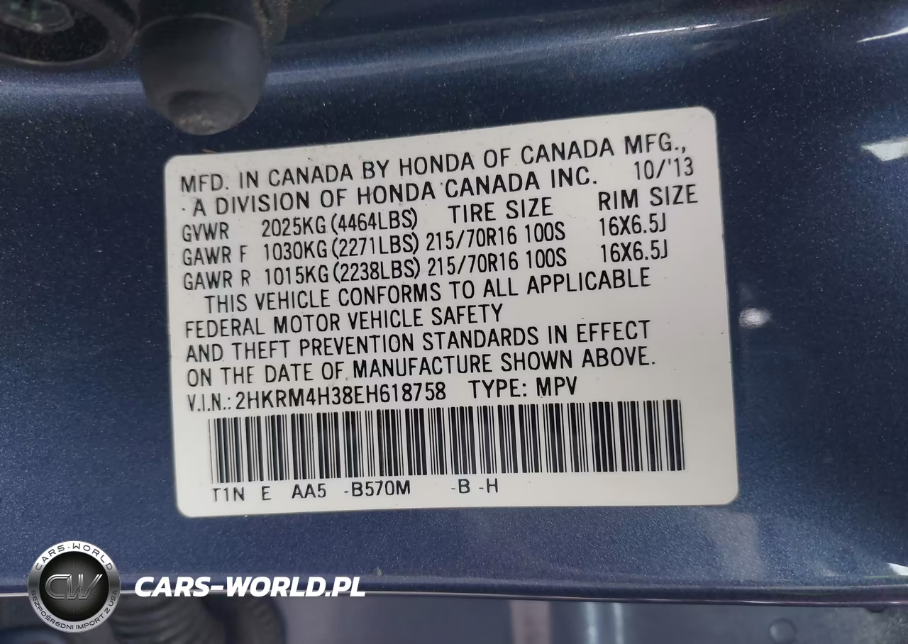 2014 Honda Cr-V Lx VIN:2HKRM4H38EH618758 - 9